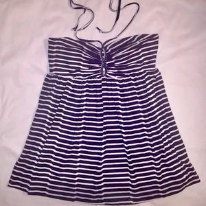 TART Navy/White Striped Modal/Spandex Tie Halter M